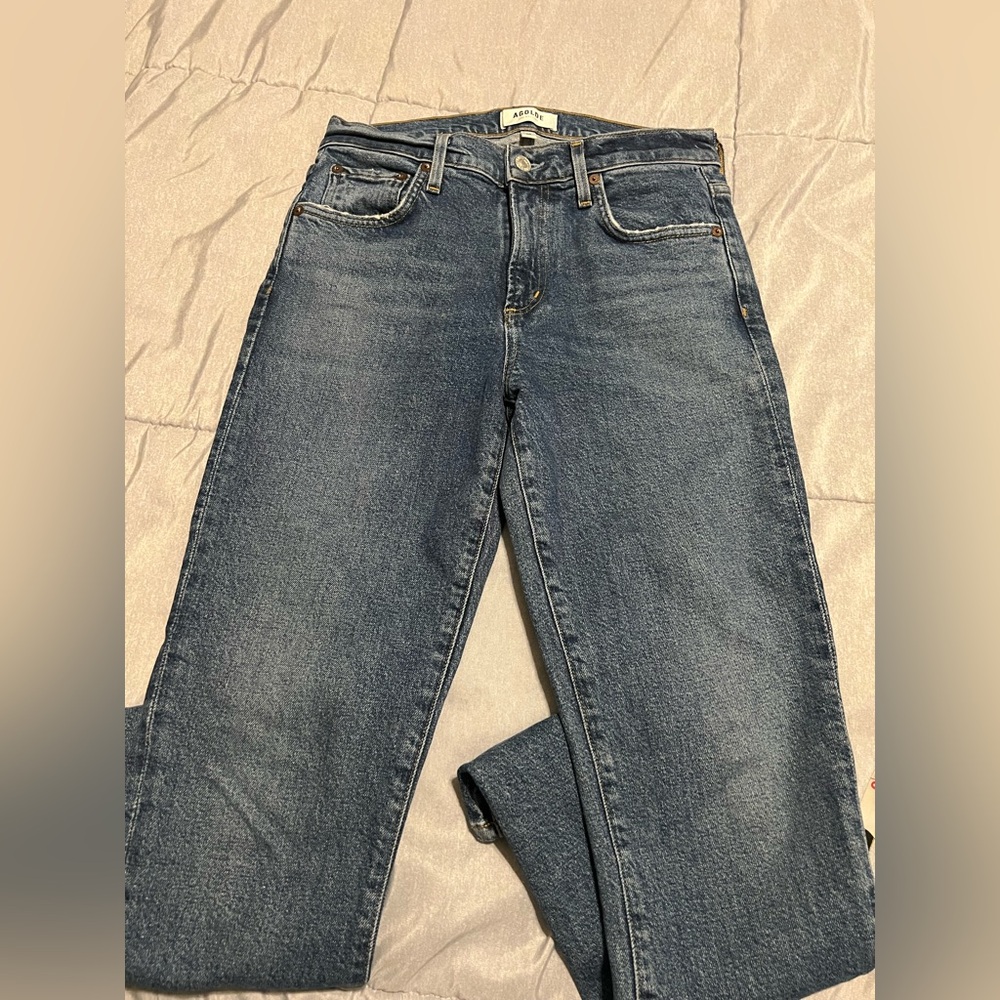 Agolde Dark Blue Straight Leg Women's Jeans - Picture 3 of 6